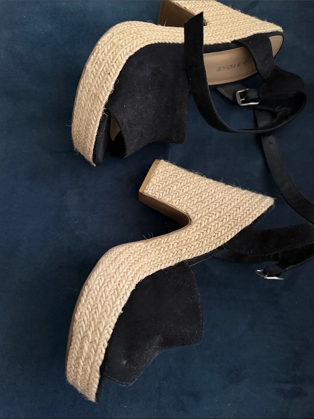 Black Suede Espadrille Platform Sandals - Women